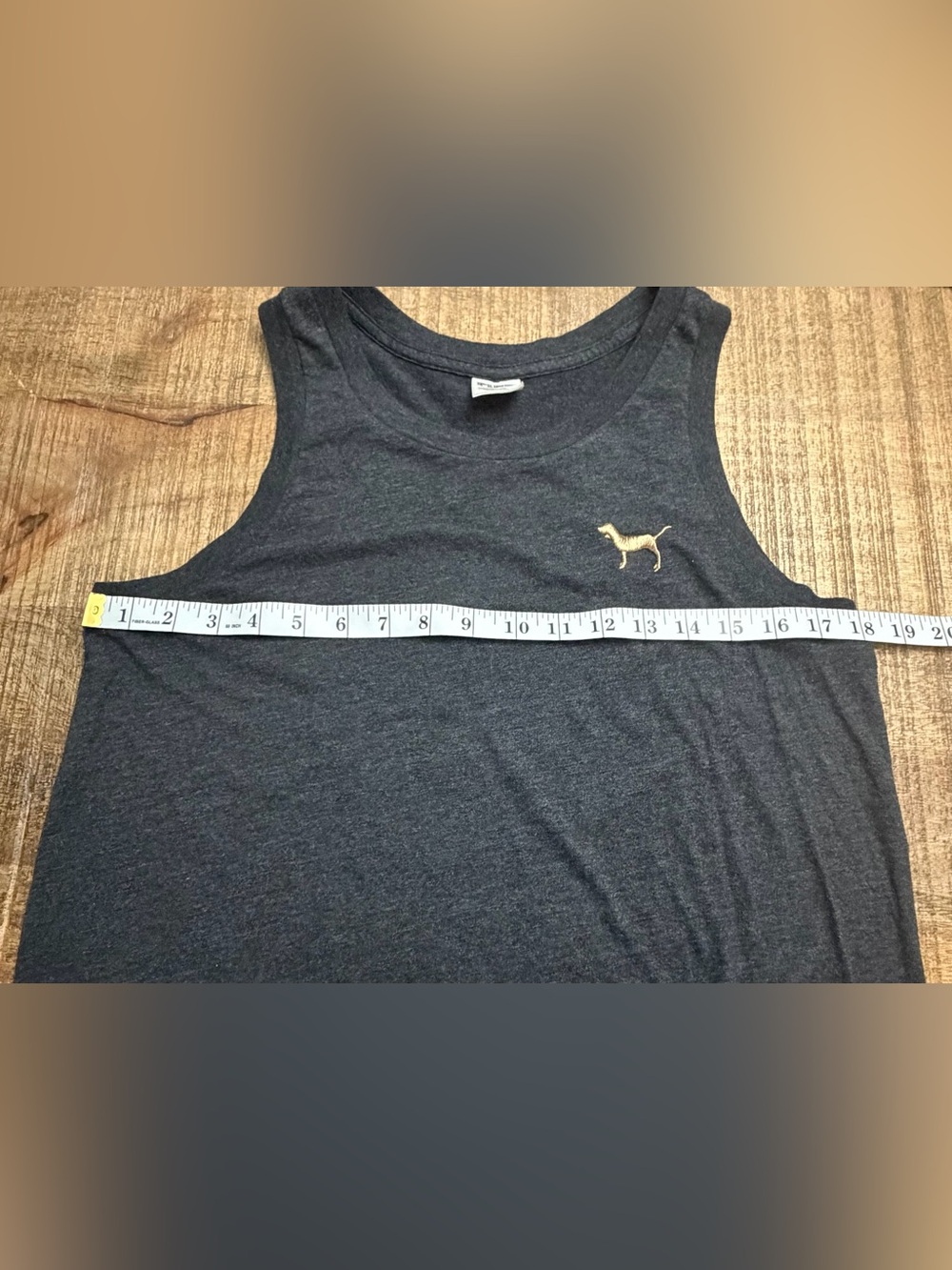 Victoria's Secret Charcoal Gray Tank with Gold Dog Logo - Picture 6 of 7